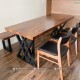 Bộ bàn ăn gỗ me tây nguyên tấm 1,8m kết hợp băng ghế